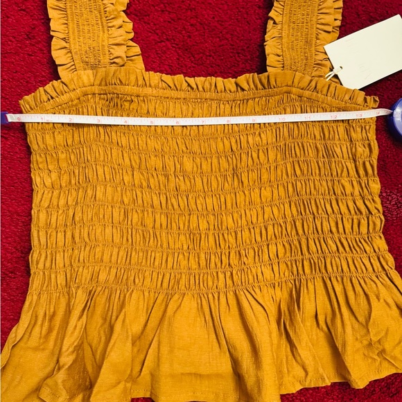 A.PEACH Mustard Ruffle Blouse Size SMALL NWT - Picture 5 of 9